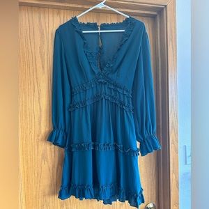 Blue/green open back dress